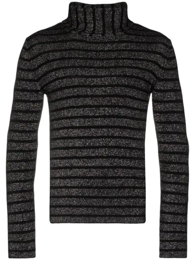 Saint Laurent Lurex Wool Blend Turtleneck Sweater In Silver