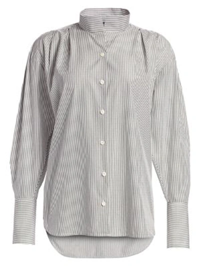 Frame Pleated Clean Collar Shirt In Noir Multi