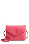 Saint Laurent Loulou Toy Matelasse Calfskin Envelope Crossbody Bag In Shocking Pink