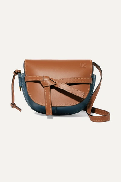 Loewe Gate Small Color-block Leather Shoulder Bag In Tan