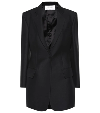Valentino Lightweight Wool-silk Knee Length Jacket In Black