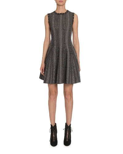 Alaïa Dot-print Fit-&-flare Dress In Black/white