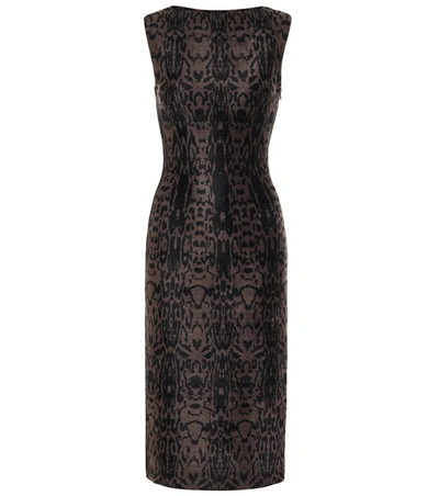 Alaïa Animal-print Sleeveless Velvet Midi Dress In Black/brown