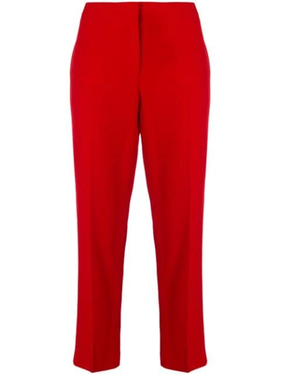 Alexander Mcqueen Leaf Crepe Cigarette Trousers In Red