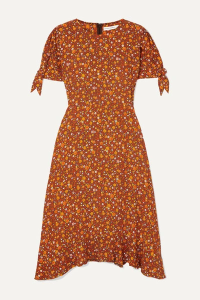 faithfull emilia midi dress Faithfull The Brand Emilia Floral-print Crepe Midi Dress In Brown