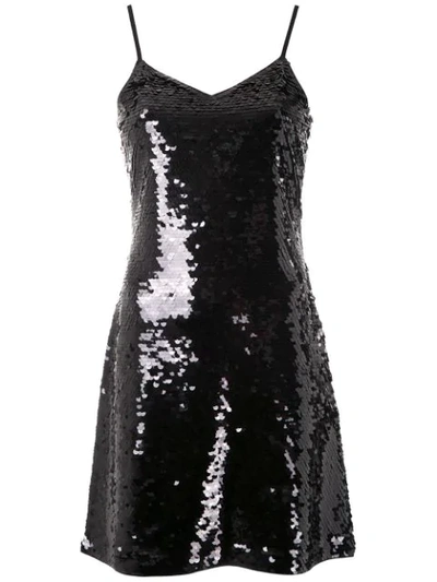 Michael Michael Kors Paillette-embellished Jersey Mini Dress In Black