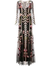 Temperley London Rosy Embroidered Tulle Maxi Dress In Black