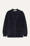 Marni Oversized Ribbed Mélange Wool Cardigan In Blue