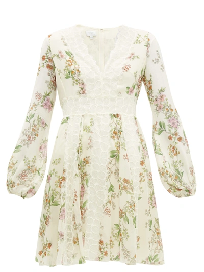 Giambattista Valli Lace-trimmed Floral-print Silk-georgette Mini Dress