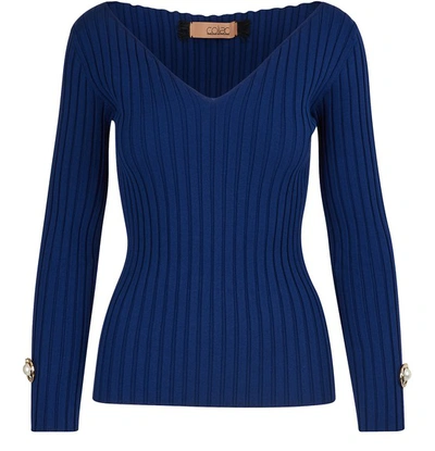 Coliac V-neck Jumper With Jewel Details In Navy