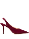 Jimmy Choo Ivy 85 Bordeaux Suede Slingback Heel In Red