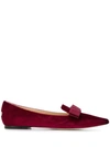 Jimmy Choo Gala Bordeaux Lizard Printed Velvet Pointed Toe Flats In Red
