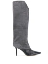 Jimmy Choo Brelan 85 Dusk Calf Leather And Suede Knee-high Boots In Grey
