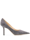 Jimmy Choo Love 85 Suede Pumps In Grey