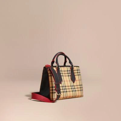 Burberry Ballingdon Medium Horseferry Check Tote Bag, Honey/black, Hnyblk