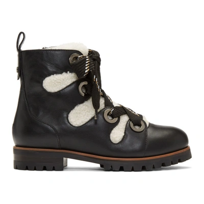 Jimmy Choo Bei Hiking Boot With Genuine Shearling Lining In Black