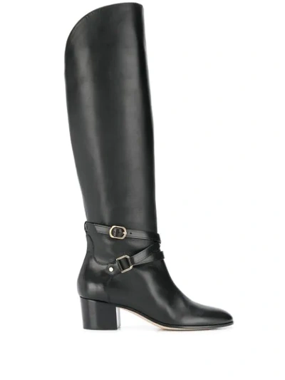 Jimmy Choo Huxlie 45 Leather Knee-high Boots In Black