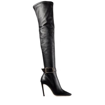 Jimmy Choo Takara 100 Overknee-stiefel Aus Schwarzem Stretch-nappaleder In Schwarz/schwarz