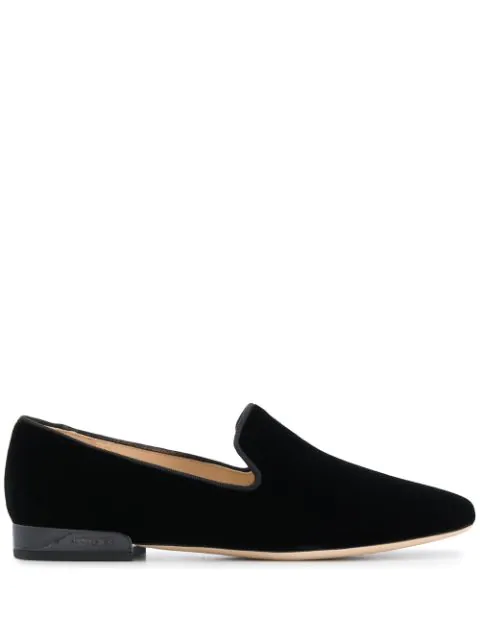 Jimmy Choo Jaida Flat Flache Schuhe Aus Schwarzem Samt In Black Modesens