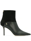 Jimmy Choo Beyla 85 Suede And Leather Ankle Boots In Black