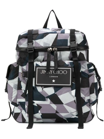 Jimmy Choo Wixon Anthracite Camo Print Nylon Backpack In Grey