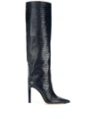 Jimmy Choo Mavis 100 Navy Croc Embossed Leather Knee High Boots In Blue