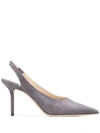 Jimmy Choo Ivy 85 Dusk Suede Slingback Heel In Grey