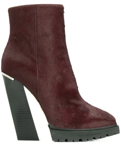 Jimmy Choo Madra 130 Bordeaux Pony Skin Platform Ankle Boots In Red