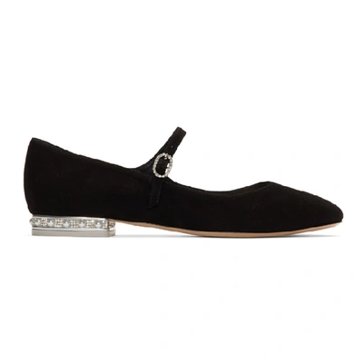 Sophia Webster Toni Crystal And Faux Pearl-embellished Suede Mary Jane Ballet Flats In Black