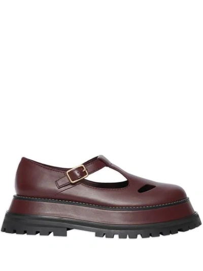 Burberry Aldwych Flatform Leather Dolly Loafers In Bordeaux