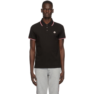 Moncler Contrast Trimmed Cotton Polo Shirt In Blue | ModeSens