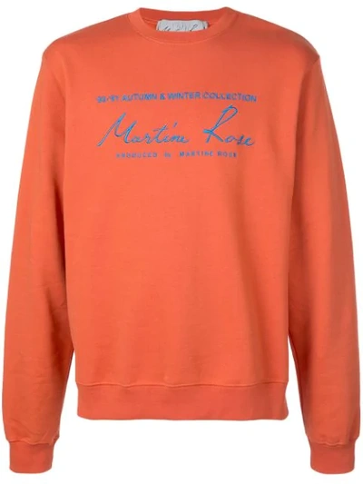 Martine Rose Logo-embroidered Cotton Sweatshirt In Orange