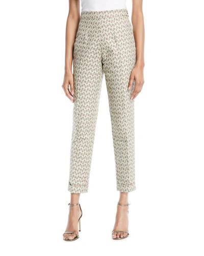 Brock Collection Peregrine High-rise Skinny Floral-jacquard Pants In Gray