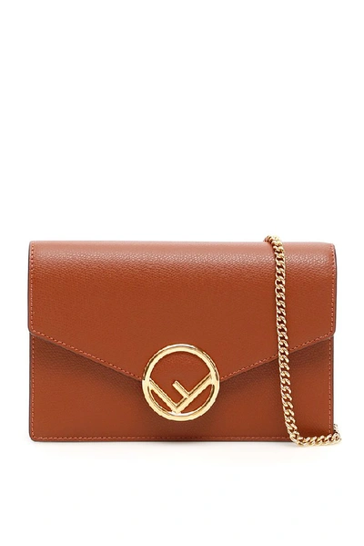 Fendi F Logo Envelope Shoulder Bag In Brown