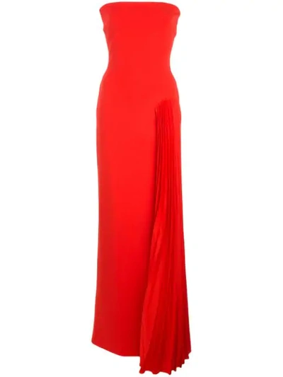 Solace London Dolly Strapless Pleated Maxi Dress In Red | ModeSens
