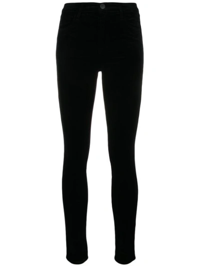J Brand Maria Cotton-blend Velvet Skinny Trousers In Black