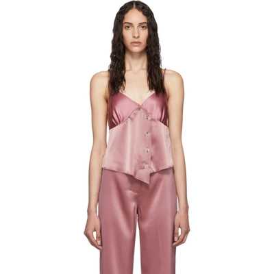 Nanushka Abio Asymmetric Button-detailed Satin Camisole In Rose