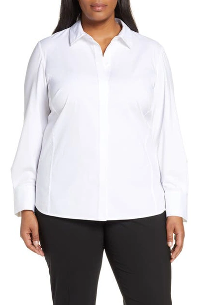 Lafayette 148 Pandita Chain Trim Blouse In White