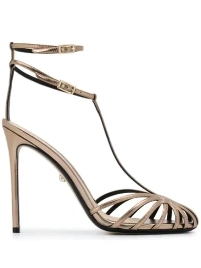 Alevì Stella Metallic Leather Sandals In Gold