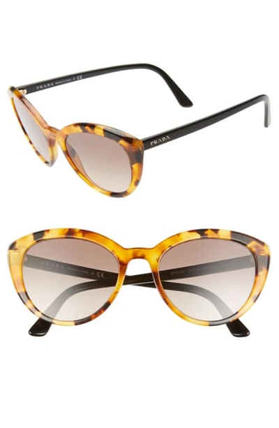 Prada 54mm Cat Eye Sunglasses In Orange Havana/ Brown Gradient