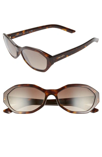 Prada 56mm Gradient Geometric Sunglasses In Havana/ Brown Gradient Mirror