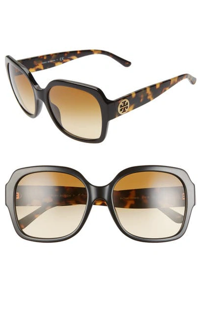 Tory Burch 57mm Square Sunglasses In Black/yellow Gradient
