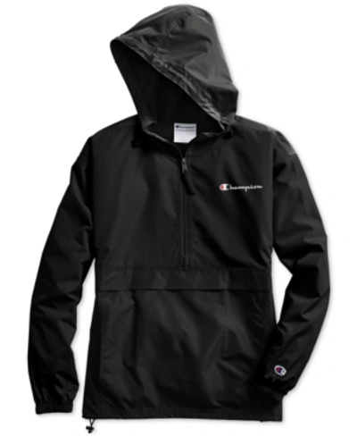 Champion Women's Packable Hooded Windbreaker Jacket In Black