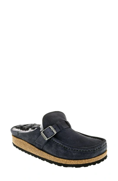 Birkenstock Buckley Genuine Shearling Mule In Graphite Suede/ Shearling