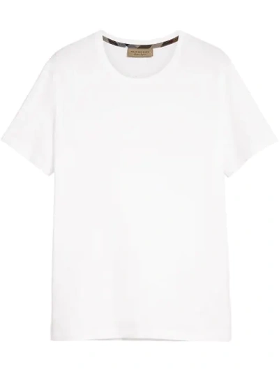 Burberry Logo Embroidered Crewneck T-shirt In White