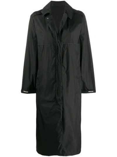Moncler Charente Long Logo Raincoat In Black