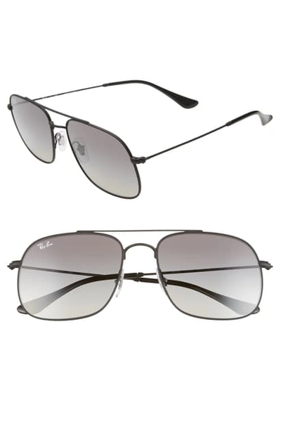 Ray Ban 56mm Gradient Square Sunglasses In Rubber Black/ Black Gradient