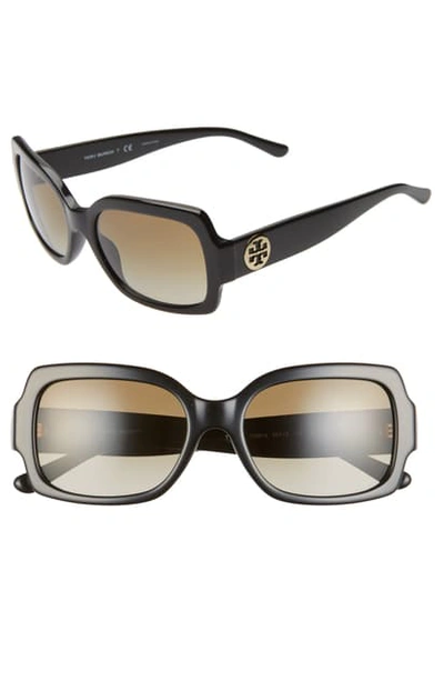 Tory Burch Square Acetate Sunglasses In Black/ Grey Gradient