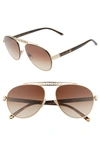 Dolce & Gabbana 57mm Gradient Pilot Aviator Sunglasses In Gold/ Brown Gradient