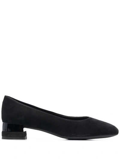 Geox Suede Low-heel Court Shoes In Black Suede